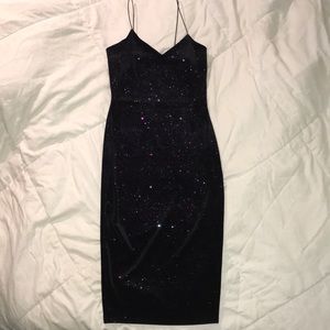 🖤💜Black velvet dress w/ purple and blue sparkles